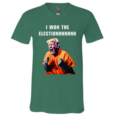 I Won The Election Funny Trump Prisoner Halloween Costume V-Neck T-Shirt