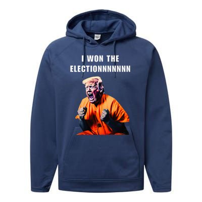 I Won The Election Funny Trump Prisoner Halloween Costume Performance Fleece Hoodie