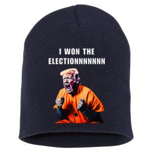 I Won The Election Funny Trump Prisoner Halloween Costume Short Acrylic Beanie