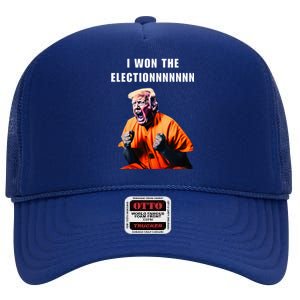 I Won The Election Funny Trump Prisoner Halloween Costume High Crown Mesh Back Trucker Hat