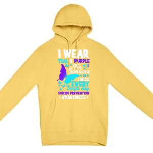 I Wear Teal And Purple For Someone I Miss Suicide Prevention Gift Premium Pullover Hoodie