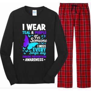 I Wear Teal And Purple For Someone I Miss Suicide Prevention Gift Long Sleeve Pajama Set