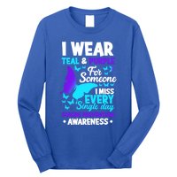 I Wear Teal And Purple For Someone I Miss Suicide Prevention Gift Long Sleeve Shirt