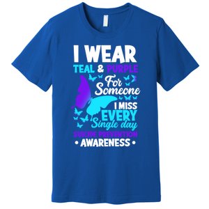 I Wear Teal And Purple For Someone I Miss Suicide Prevention Gift Premium T-Shirt