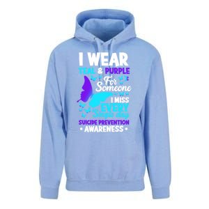 I Wear Teal And Purple For Someone I Miss Suicide Prevention Gift Unisex Surf Hoodie