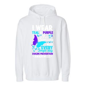 I Wear Teal And Purple For Someone I Miss Suicide Prevention Gift Garment-Dyed Fleece Hoodie