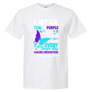 I Wear Teal And Purple For Someone I Miss Suicide Prevention Gift Garment-Dyed Heavyweight T-Shirt