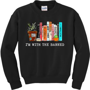 I'm With The Banned Books funny Books Lovers Kids Sweatshirt