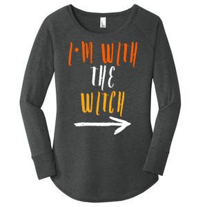 Im With The Witch Funny Halloween Men Halloween Spooky Season His Witch Women's Perfect Tri Tunic Long Sleeve Shirt