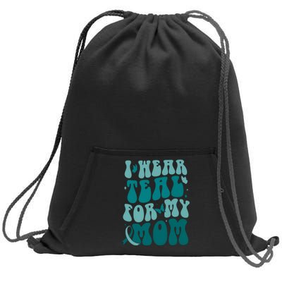 I Wear Teal For My Mom Ovarian Cancer Awareness Sweatshirt Cinch Pack Bag