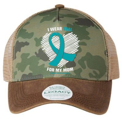 I Wear Teal For My Mom Ovarian Cancer Awareness Legacy Tie Dye Trucker Hat