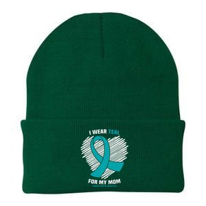 I Wear Teal For My Mom Ovarian Cancer Awareness Knit Cap Winter Beanie