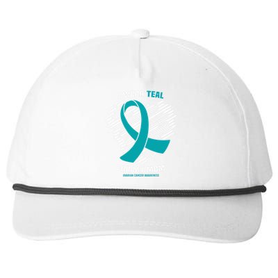 I Wear Teal For My Mom Ovarian Cancer Awareness Snapback Five-Panel Rope Hat