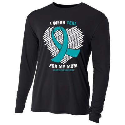 I Wear Teal For My Mom Ovarian Cancer Awareness Cooling Performance Long Sleeve Crew