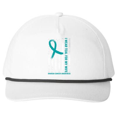 I Wear Teal For My Wife Ovarian Cancer Awareness Snapback Five-Panel Rope Hat