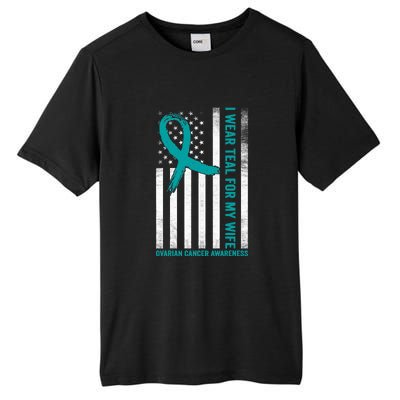 I Wear Teal For My Wife Ovarian Cancer Awareness Tall Fusion ChromaSoft Performance T-Shirt