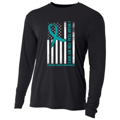 I Wear Teal For My Wife Ovarian Cancer Awareness Cooling Performance Long Sleeve Crew