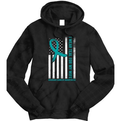 I Wear Teal For My Wife Ovarian Cancer Awareness Tie Dye Hoodie