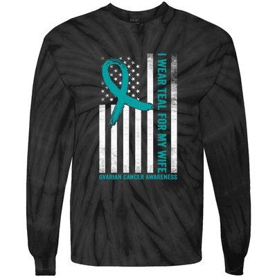 I Wear Teal For My Wife Ovarian Cancer Awareness Tie-Dye Long Sleeve Shirt