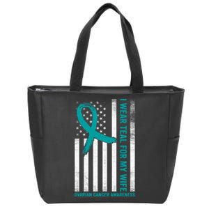 I Wear Teal For My Wife Ovarian Cancer Awareness Zip Tote Bag