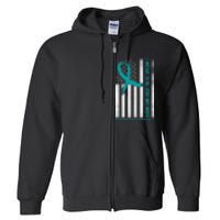 I Wear Teal For My Wife Ovarian Cancer Awareness Full Zip Hoodie