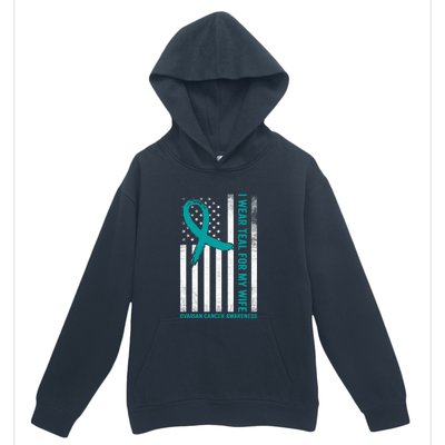 I Wear Teal For My Wife Ovarian Cancer Awareness Urban Pullover Hoodie