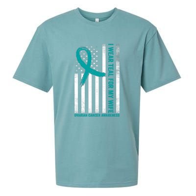 I Wear Teal For My Wife Ovarian Cancer Awareness Sueded Cloud Jersey T-Shirt