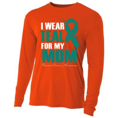 I Wear Teal For My Mom Ovarian Cancer Awareness Gift Cooling Performance Long Sleeve Crew