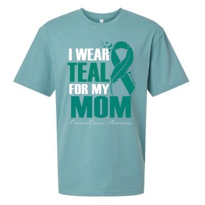 I Wear Teal For My Mom Ovarian Cancer Awareness Gift Sueded Cloud Jersey T-Shirt