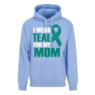 I Wear Teal For My Mom Ovarian Cancer Awareness Gift Unisex Surf Hoodie