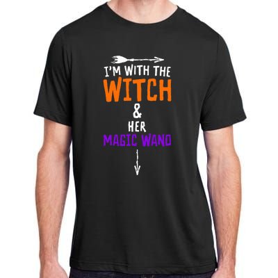 I'm With The Witch And Her Magic Wand Halloween Adult ChromaSoft Performance T-Shirt