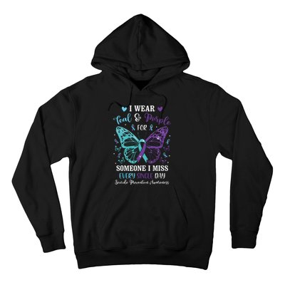 I Wear Teal & Purple Suicide Prevention Awareness Butterfly Hoodie