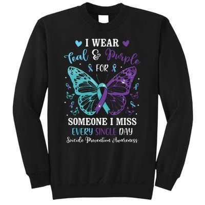 I Wear Teal & Purple Suicide Prevention Awareness Butterfly Sweatshirt