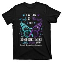 I Wear Teal & Purple Suicide Prevention Awareness Butterfly T-Shirt