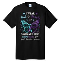 I Wear Teal & Purple Suicide Prevention Awareness Butterfly Tall T-Shirt