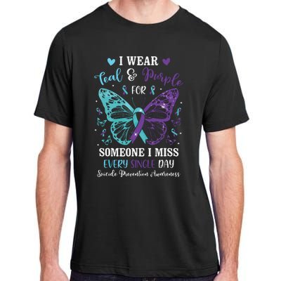 I Wear Teal & Purple Suicide Prevention Awareness Butterfly Adult ChromaSoft Performance T-Shirt