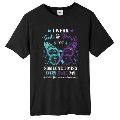 I Wear Teal & Purple Suicide Prevention Awareness Butterfly Tall Fusion ChromaSoft Performance T-Shirt