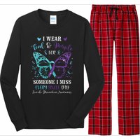 I Wear Teal & Purple Suicide Prevention Awareness Butterfly Long Sleeve Pajama Set