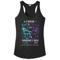 I Wear Teal & Purple Suicide Prevention Awareness Butterfly Ladies PosiCharge Competitor Racerback Tank