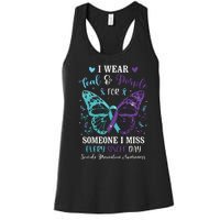 I Wear Teal & Purple Suicide Prevention Awareness Butterfly Women's Racerback Tank