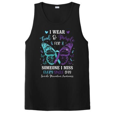 I Wear Teal & Purple Suicide Prevention Awareness Butterfly PosiCharge Competitor Tank