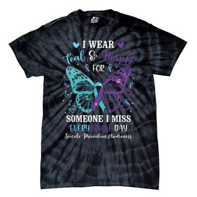 I Wear Teal & Purple Suicide Prevention Awareness Butterfly Tie-Dye T-Shirt