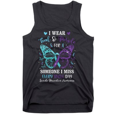 I Wear Teal & Purple Suicide Prevention Awareness Butterfly Tank Top