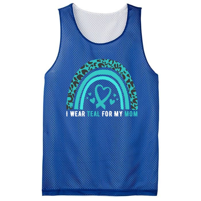 I Wear Teal For My Mom Cervical Cancer Awareness Meaningful Gift Mesh Reversible Basketball Jersey Tank