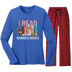 Im With The Banned Banned Books Reading Books Women's Long Sleeve Flannel Pajama Set 