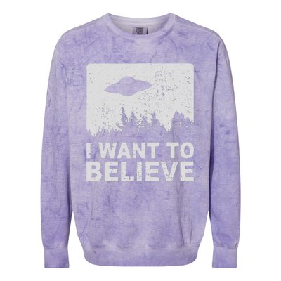 I Want To Believe I Aliens Ufo Area 51 Roswell Colorblast Crewneck Sweatshirt