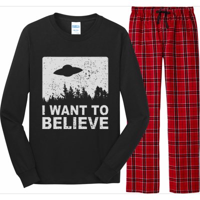 I Want To Believe I Aliens Ufo Area 51 Roswell Long Sleeve Pajama Set