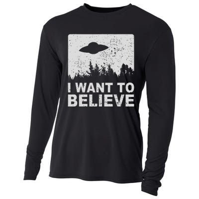 I Want To Believe I Aliens Ufo Area 51 Roswell Cooling Performance Long Sleeve Crew