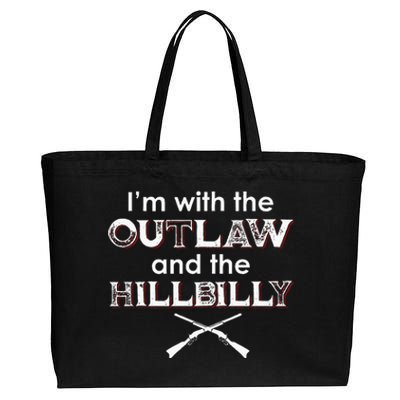 IM With The Outlaw And The Hillbilly 2024 Saying Quote Cotton Canvas Jumbo Tote