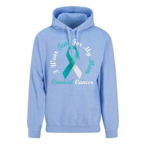 I Wear Teal For My Mom Cervical Cancer Awareness Great Gift Unisex Surf Hoodie